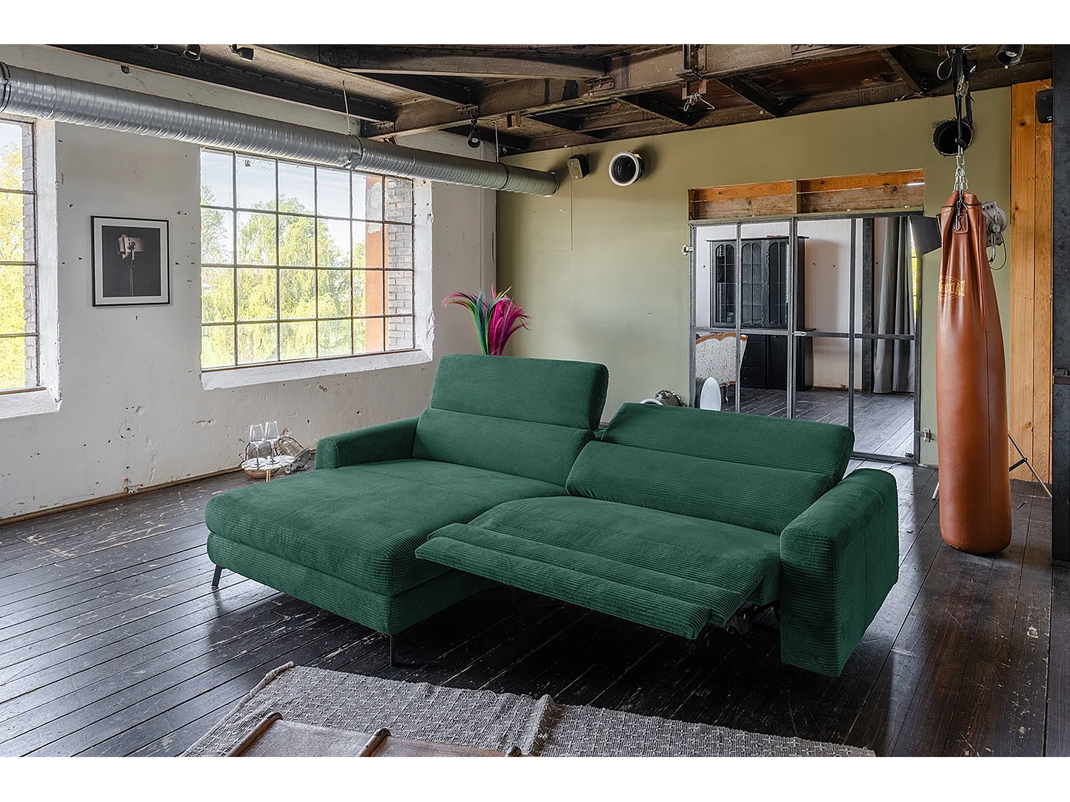 Hoekbank - Smaragdgroen Koord - LAISKA