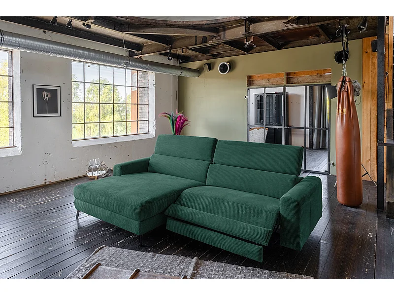 Ecksofa - Smaragdgrün Cord - LAISKA