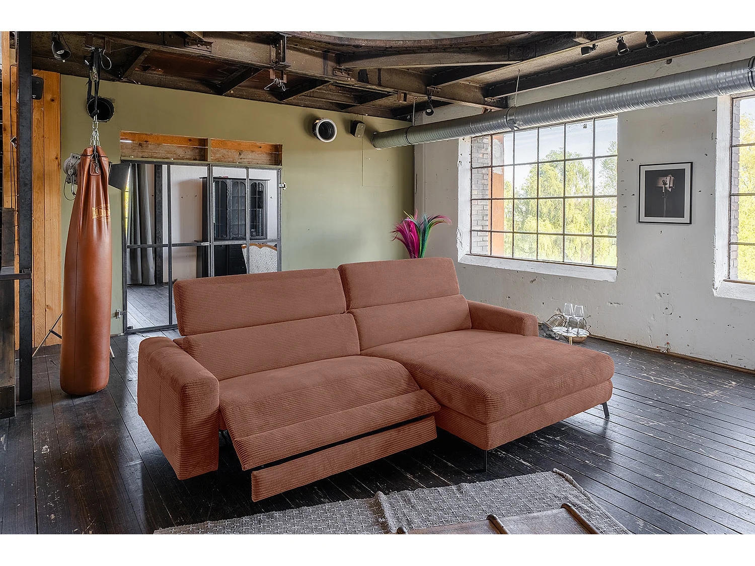 Sofá esquinero - marrón Pana - LAISKA