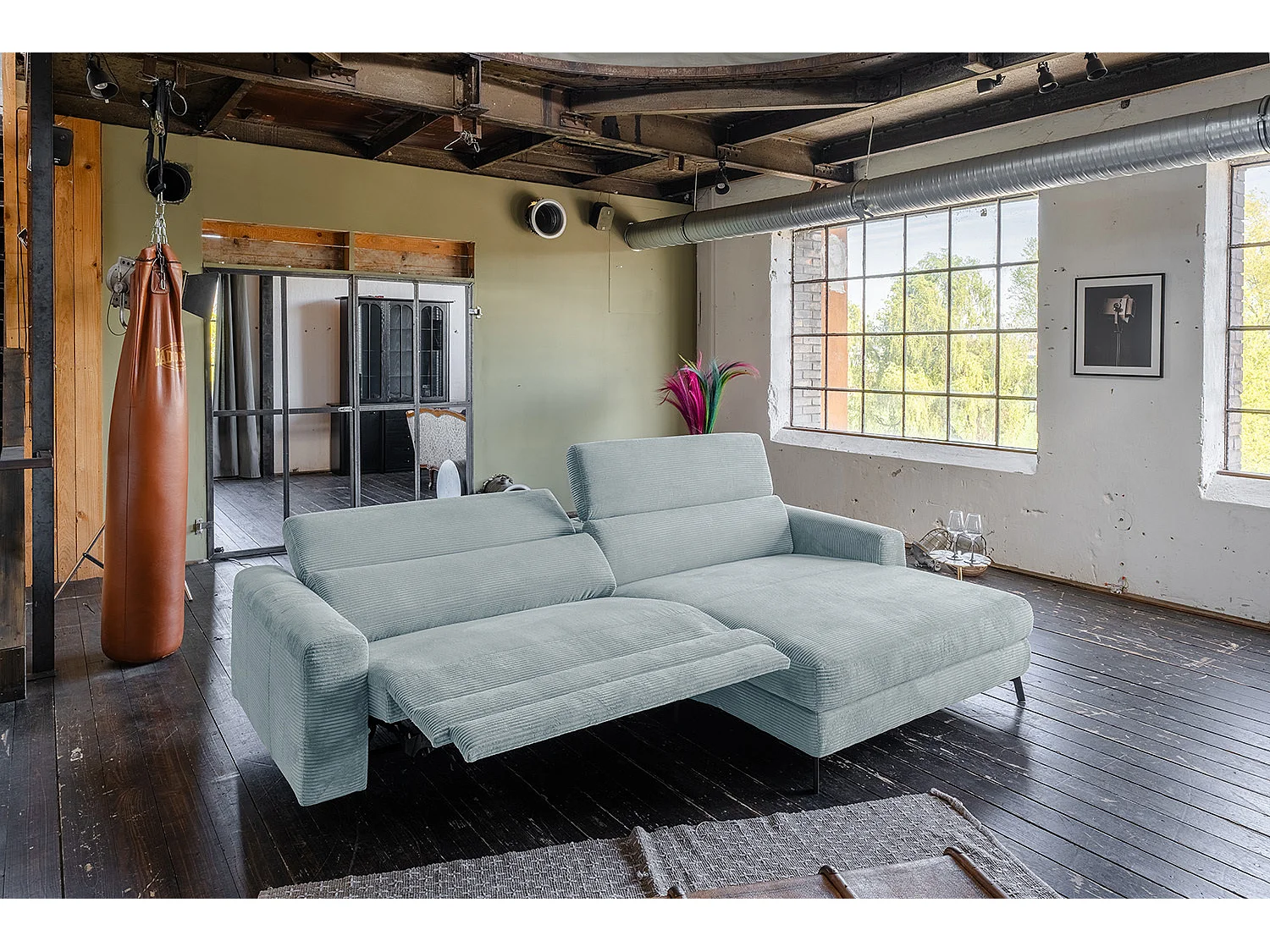 Hoekbank - Lichtblauw Koord - LAISKA