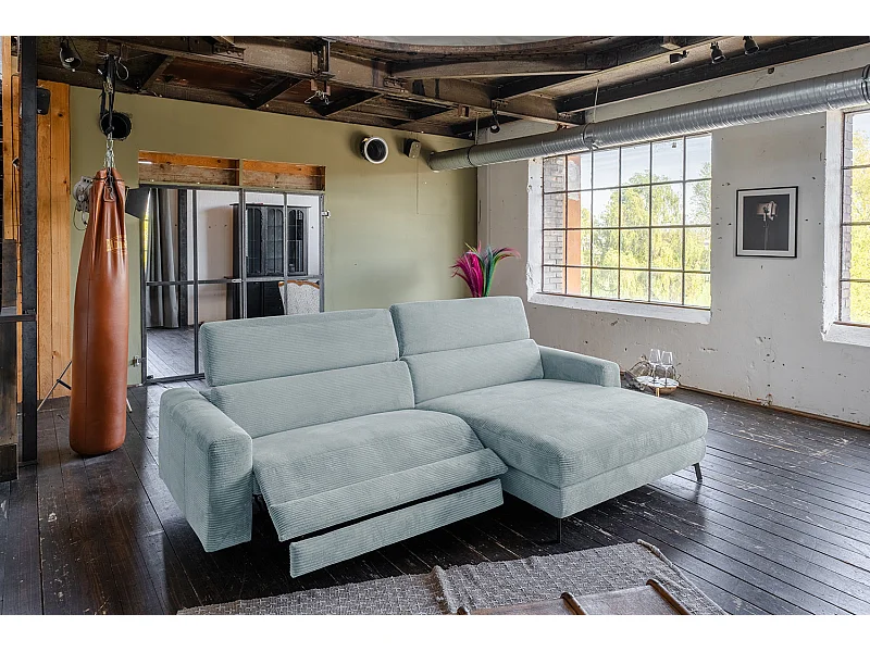 Ecksofa - Hellblau Cord - LAISKA