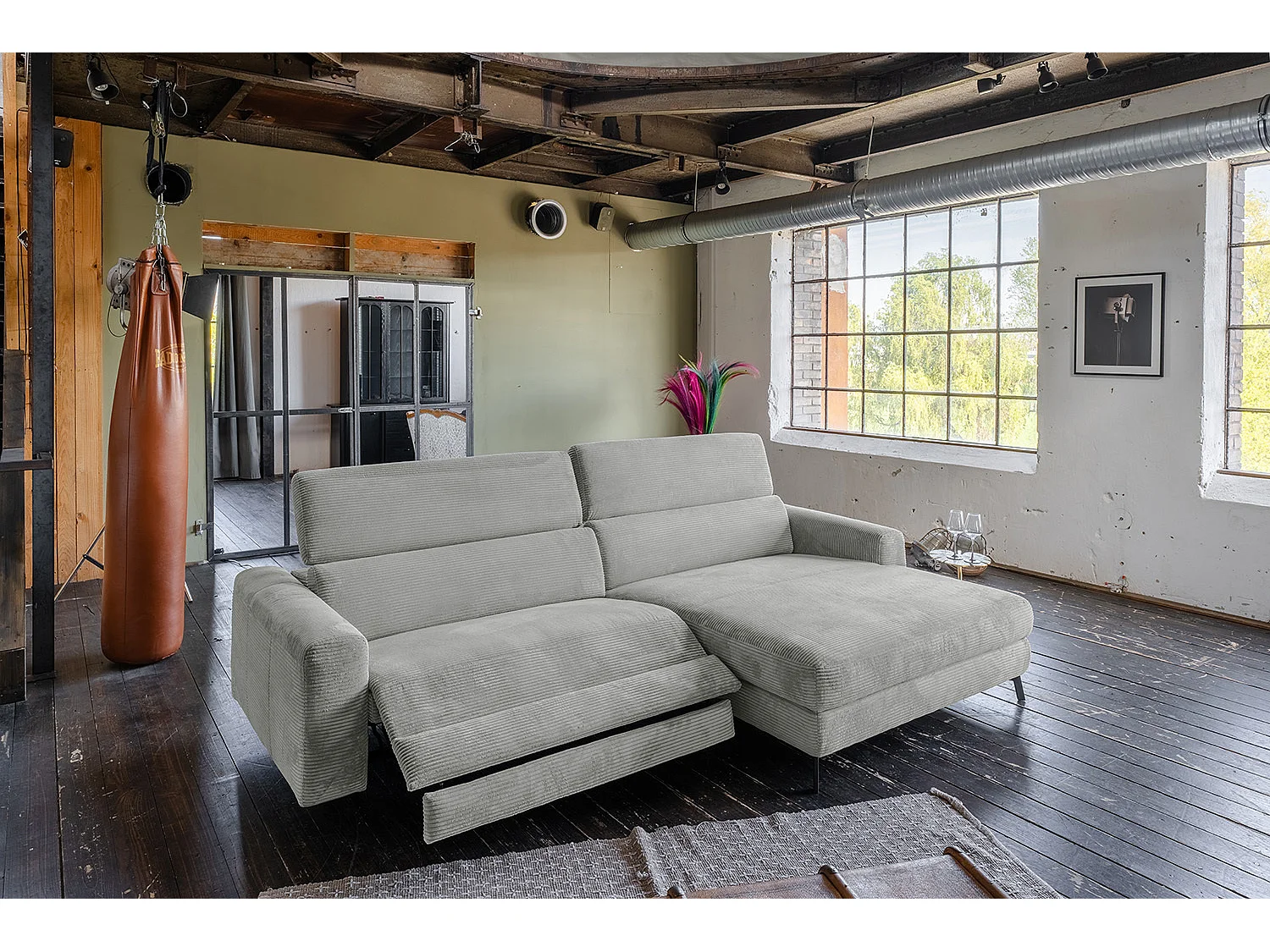 Sofá esquinero - gris claro Pana - LAISKA