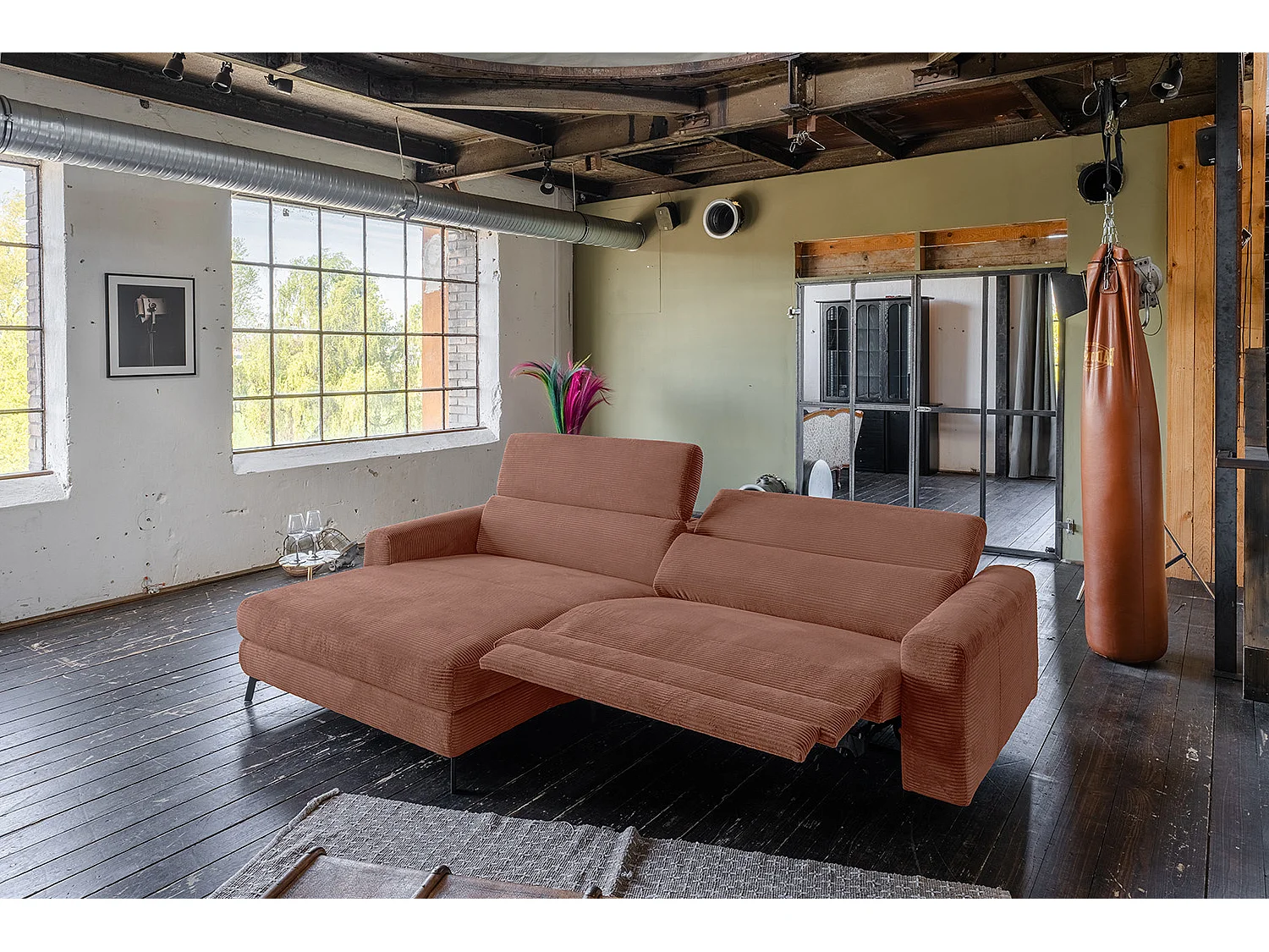 Sofá esquinero - marrón Pana - LAISKA