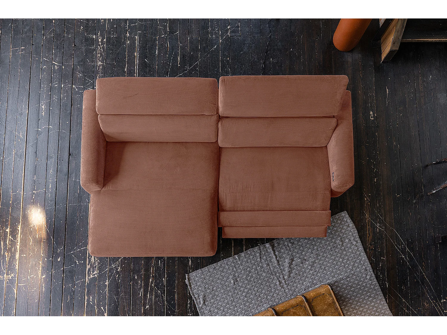 Divano angolare - marrone Velluto a coste - LAISKA