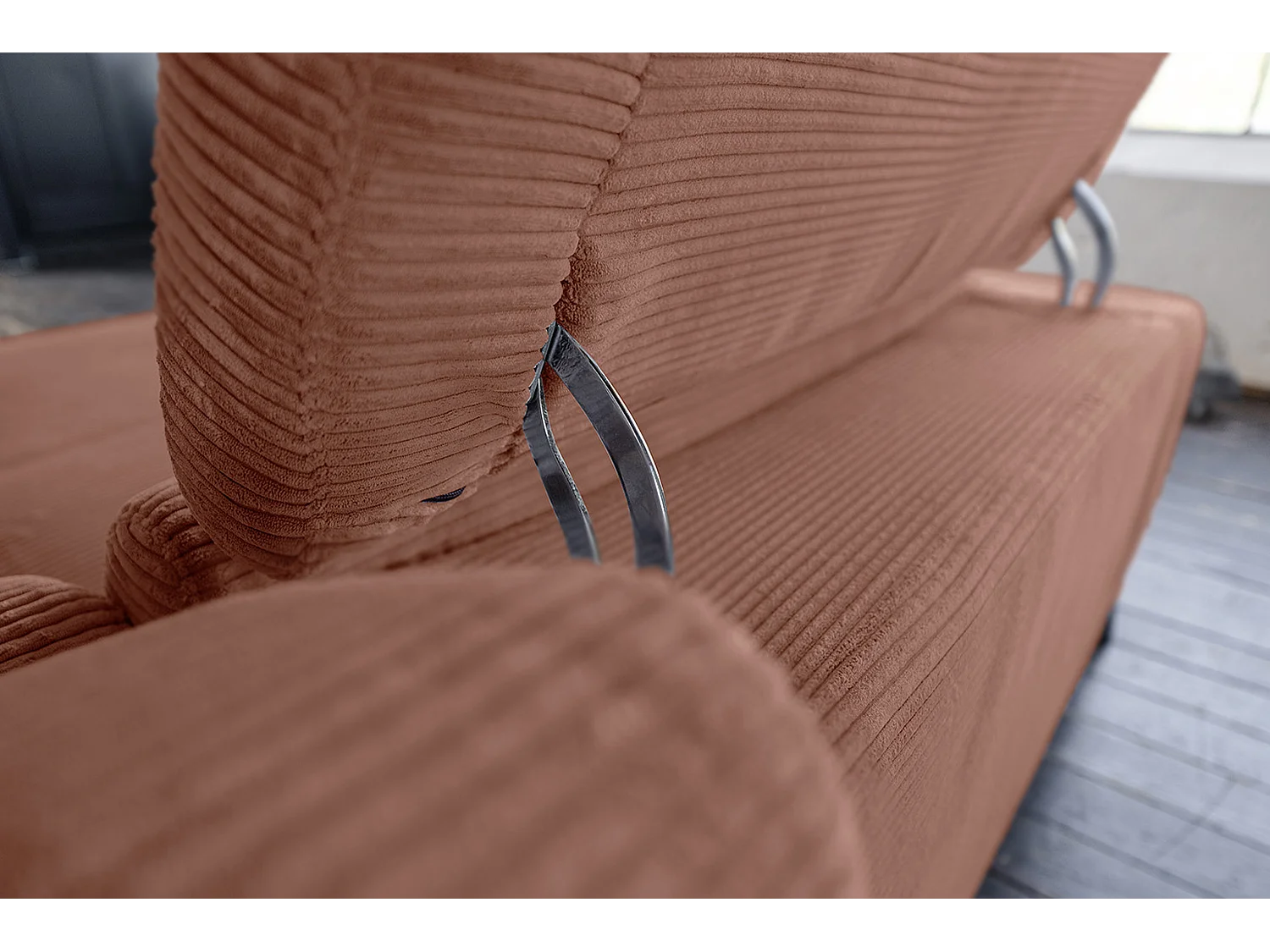 Divano angolare - marrone Velluto a coste - LAISKA