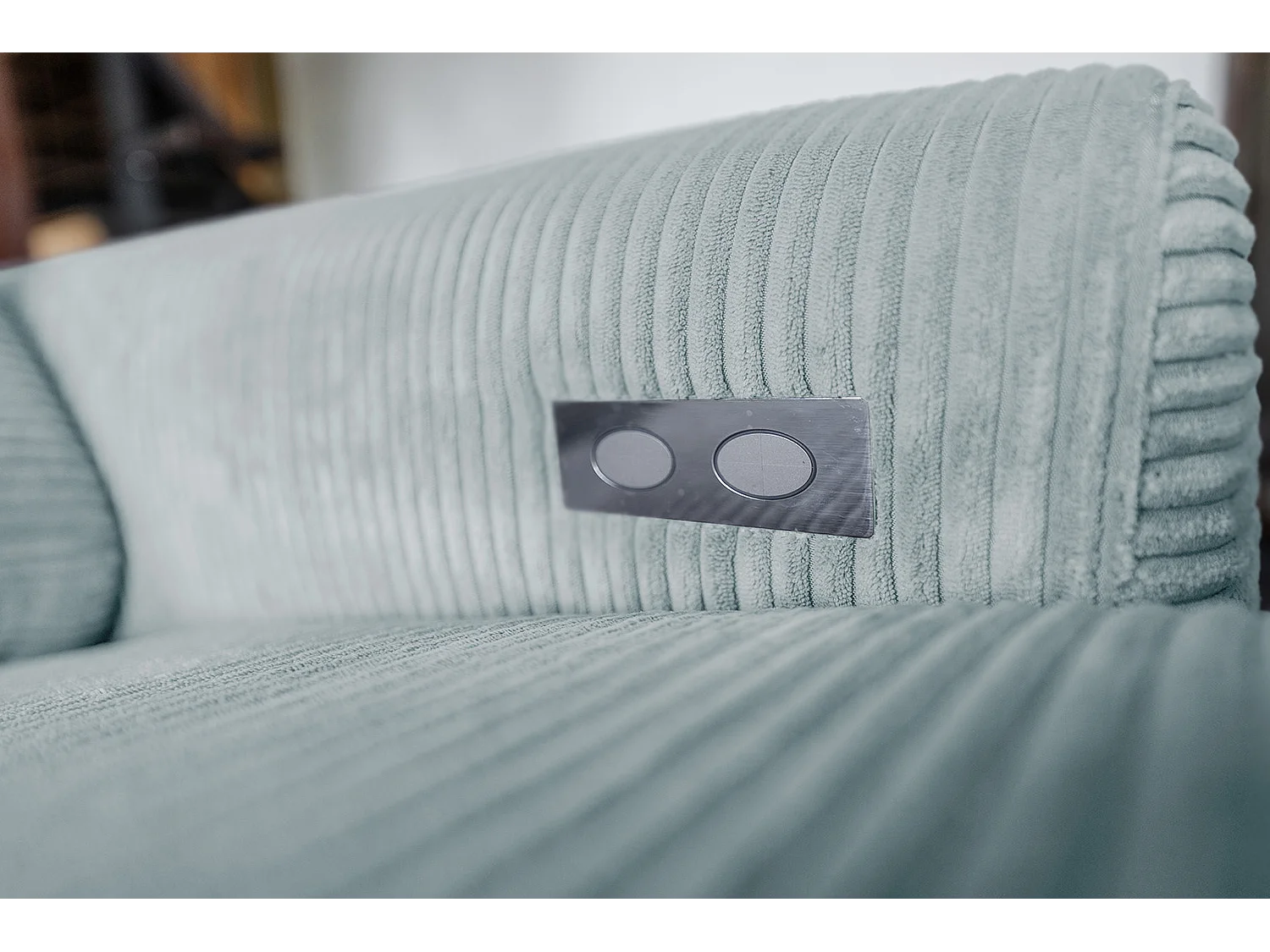 Sofá esquinero - azul claro Pana - LAISKA