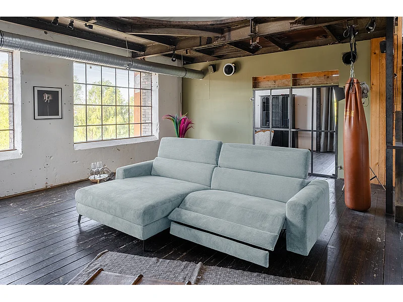 Ecksofa - Hellblau Cord - LAISKA