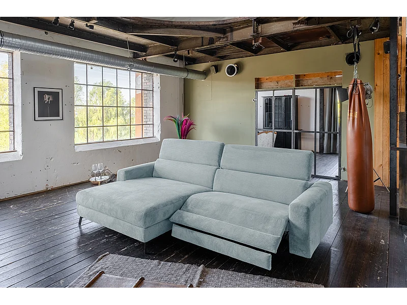 Ecksofa - Hellblau Cord - LAISKA