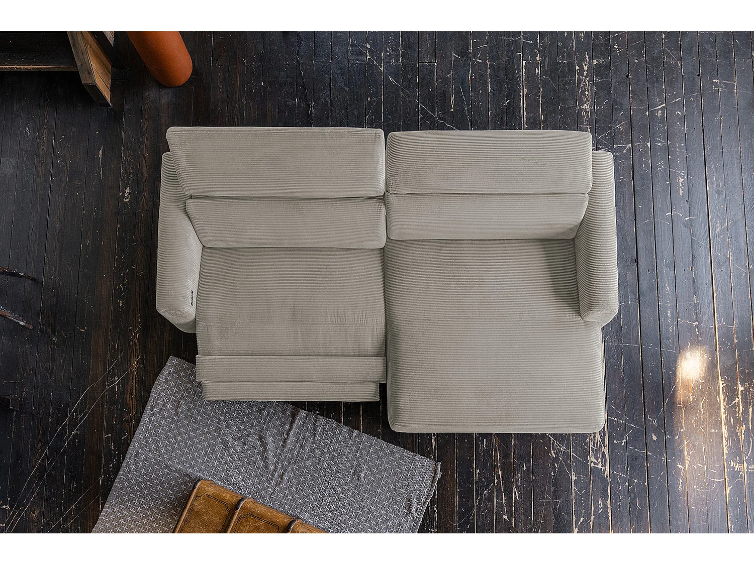 Ecksofa - Steingrau Cord - LAISKA