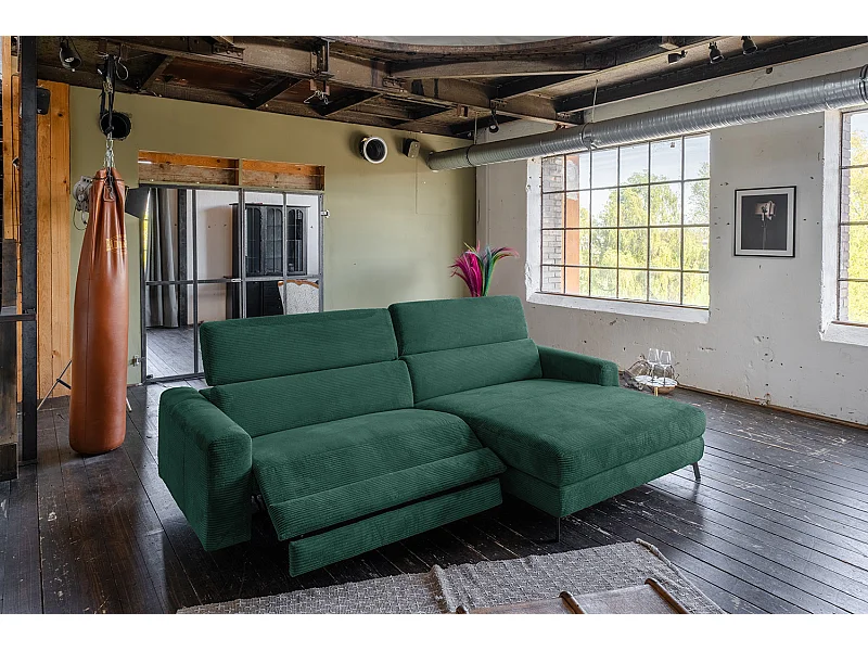 Ecksofa - Smaragdgrün Cord - LAISKA