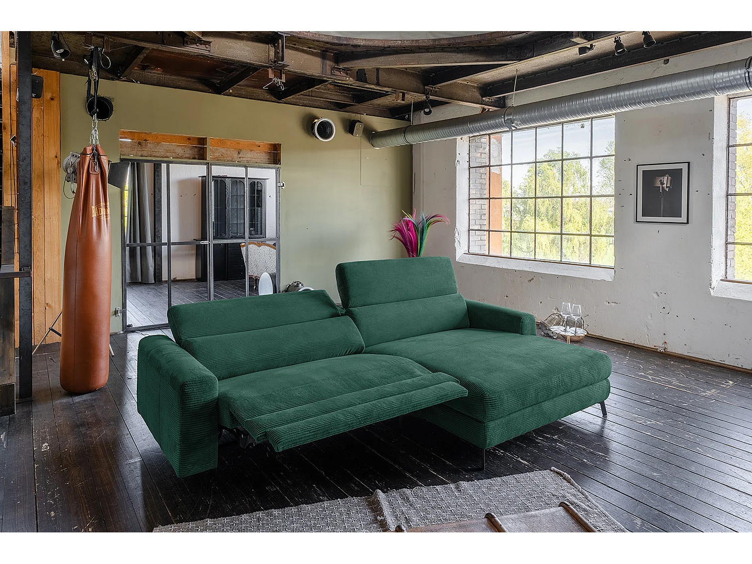 Hoekbank - Smaragdgroen Koord - LAISKA