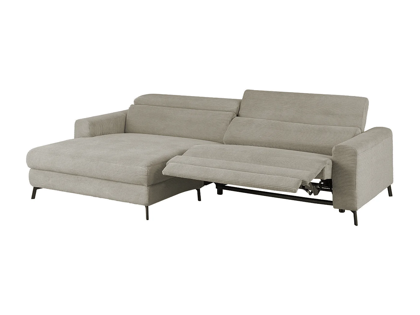 Ecksofa - Steingrau Cord - LAISKA