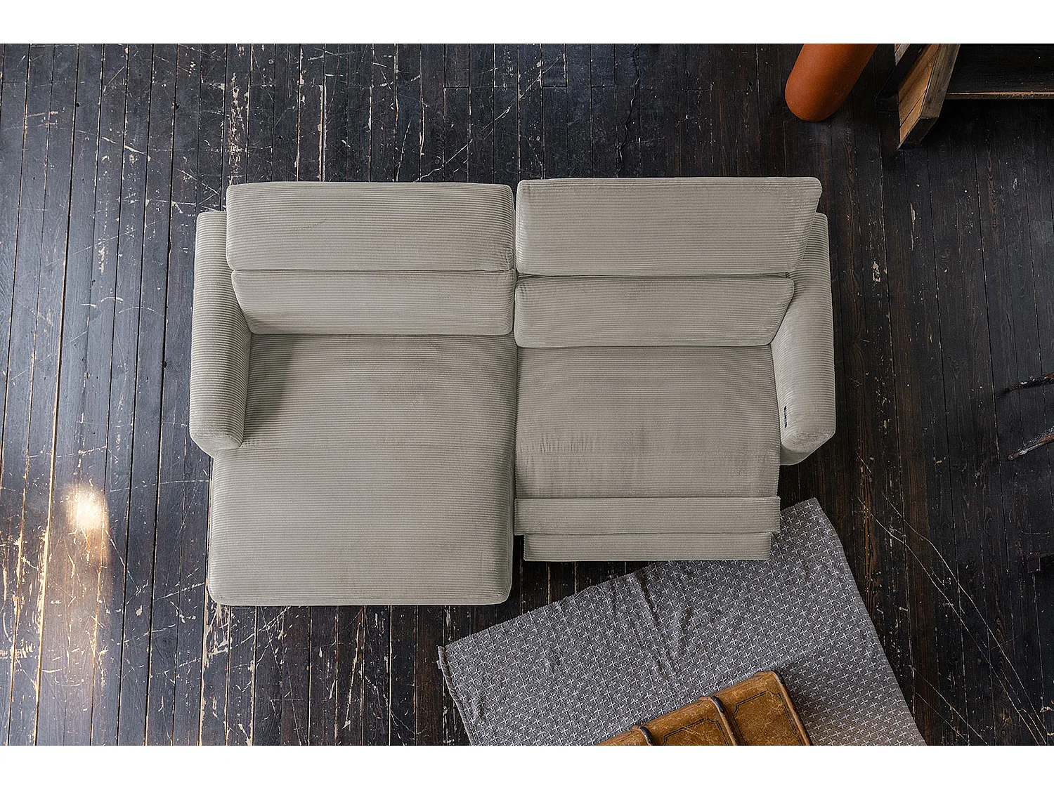 Ecksofa - Steingrau Cord - LAISKA