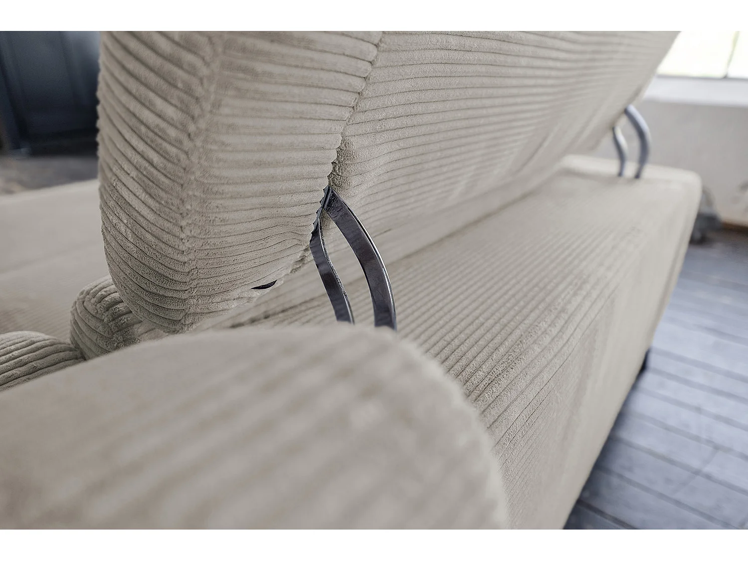 Ecksofa - Steingrau Cord - LAISKA