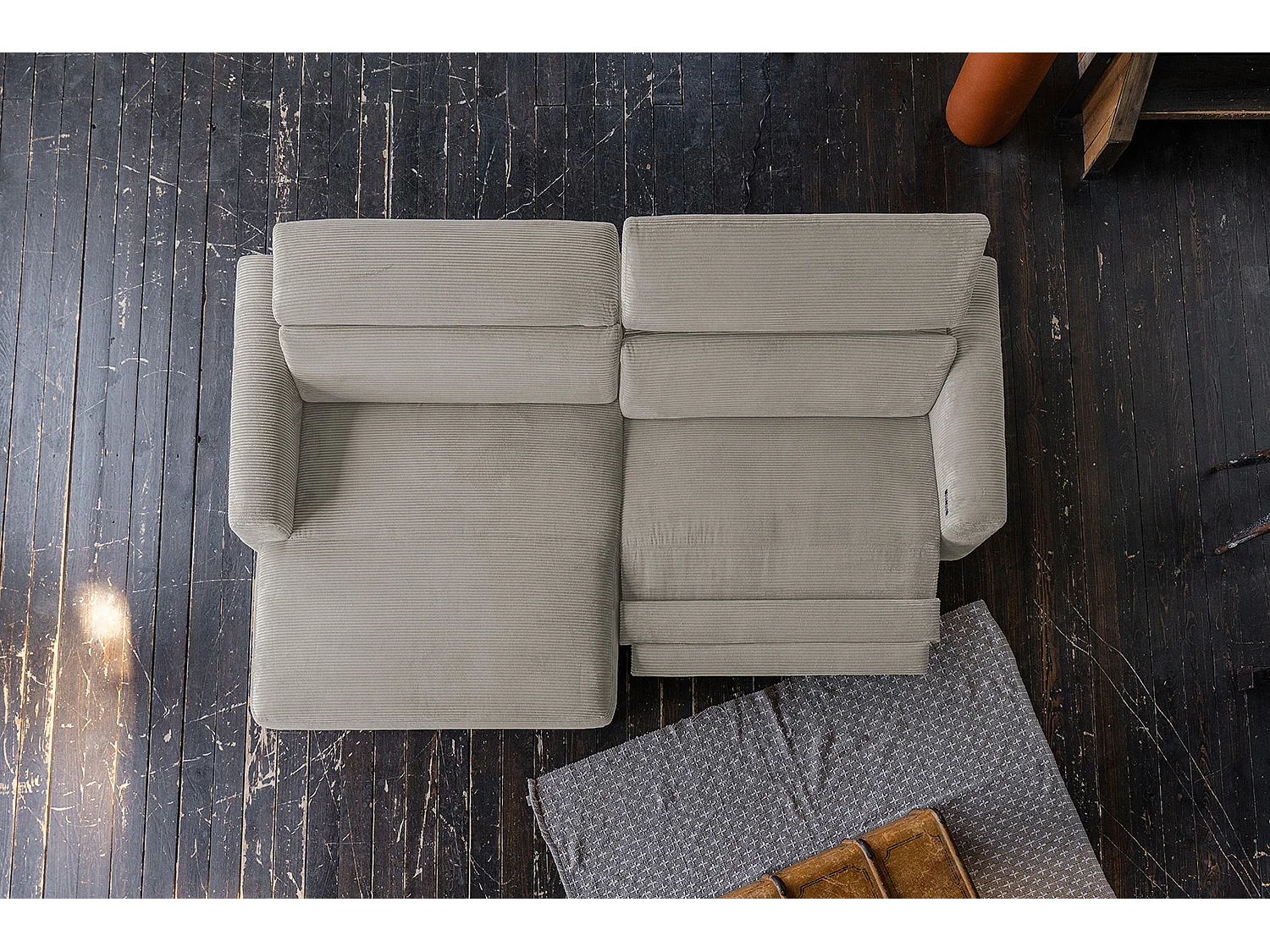 Canapé d'angle - gris pierre Velours côtelé - LAISKA