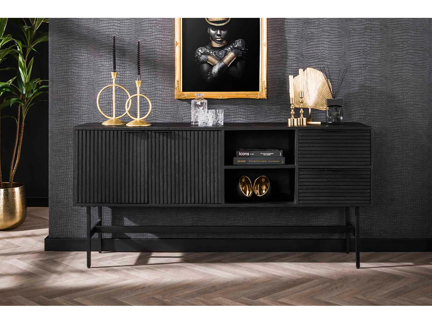 Sideboard - Schwarz Holz - LORCA