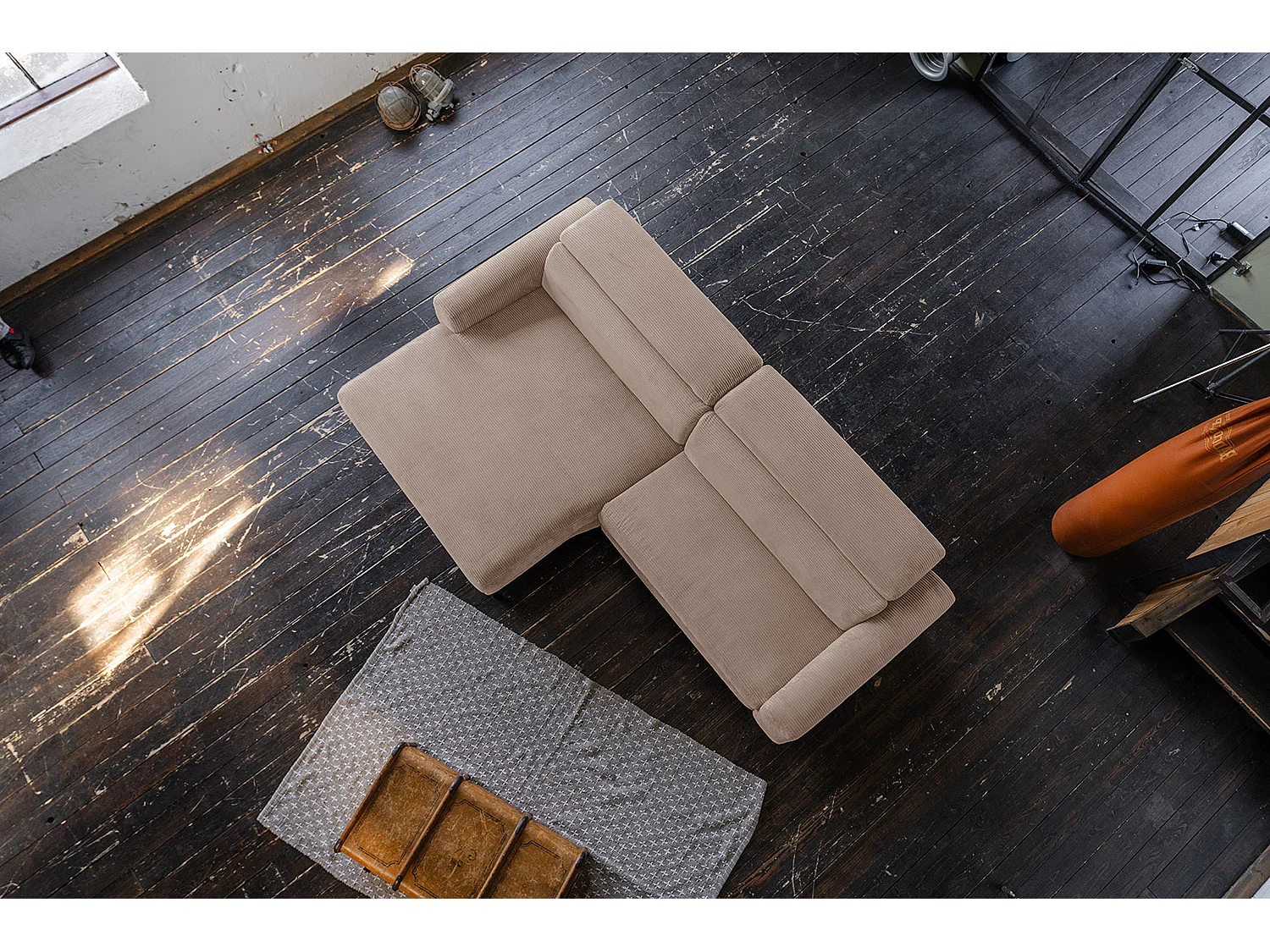 Sofá esquinero - topo Pana - LAISKA