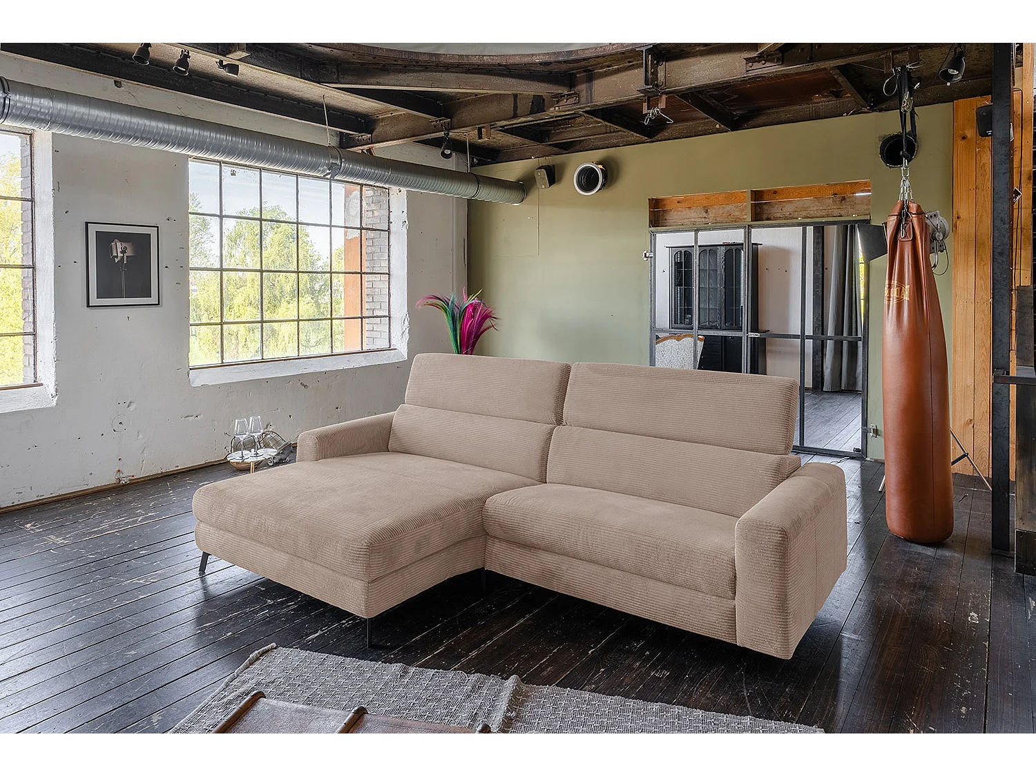 Ecksofa - Taupe Cord - LAISKA