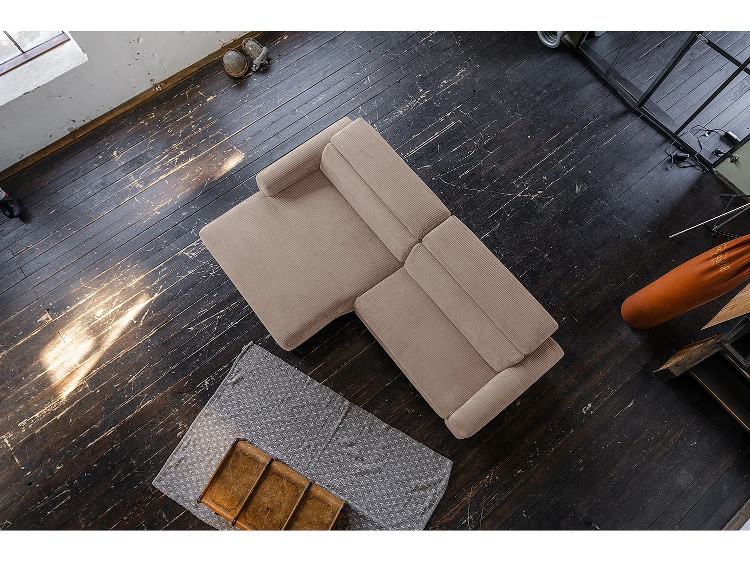 Ecksofa - Taupe Cord - LAISKA