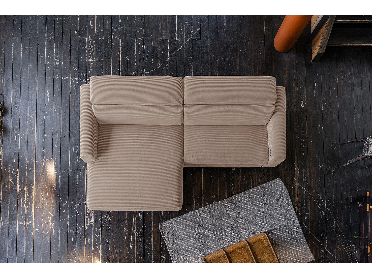 Ecksofa - Taupe Cord - LAISKA
