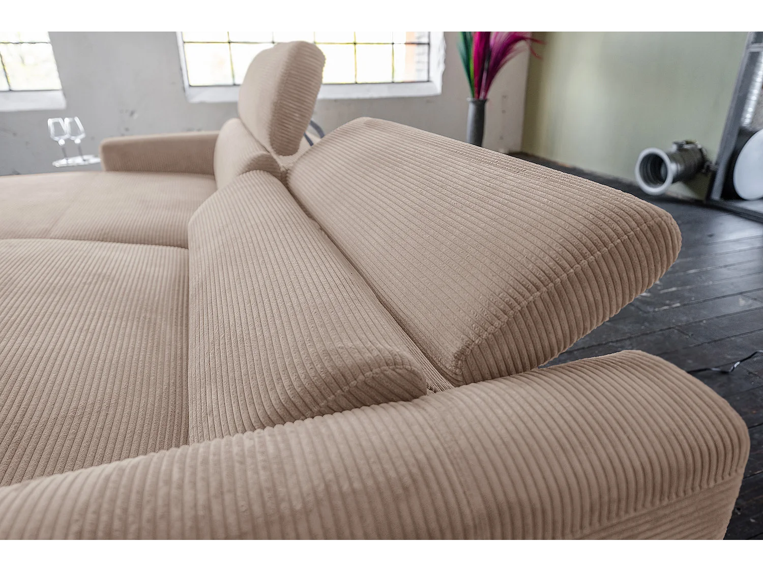 Ecksofa - Taupe Cord - LAISKA