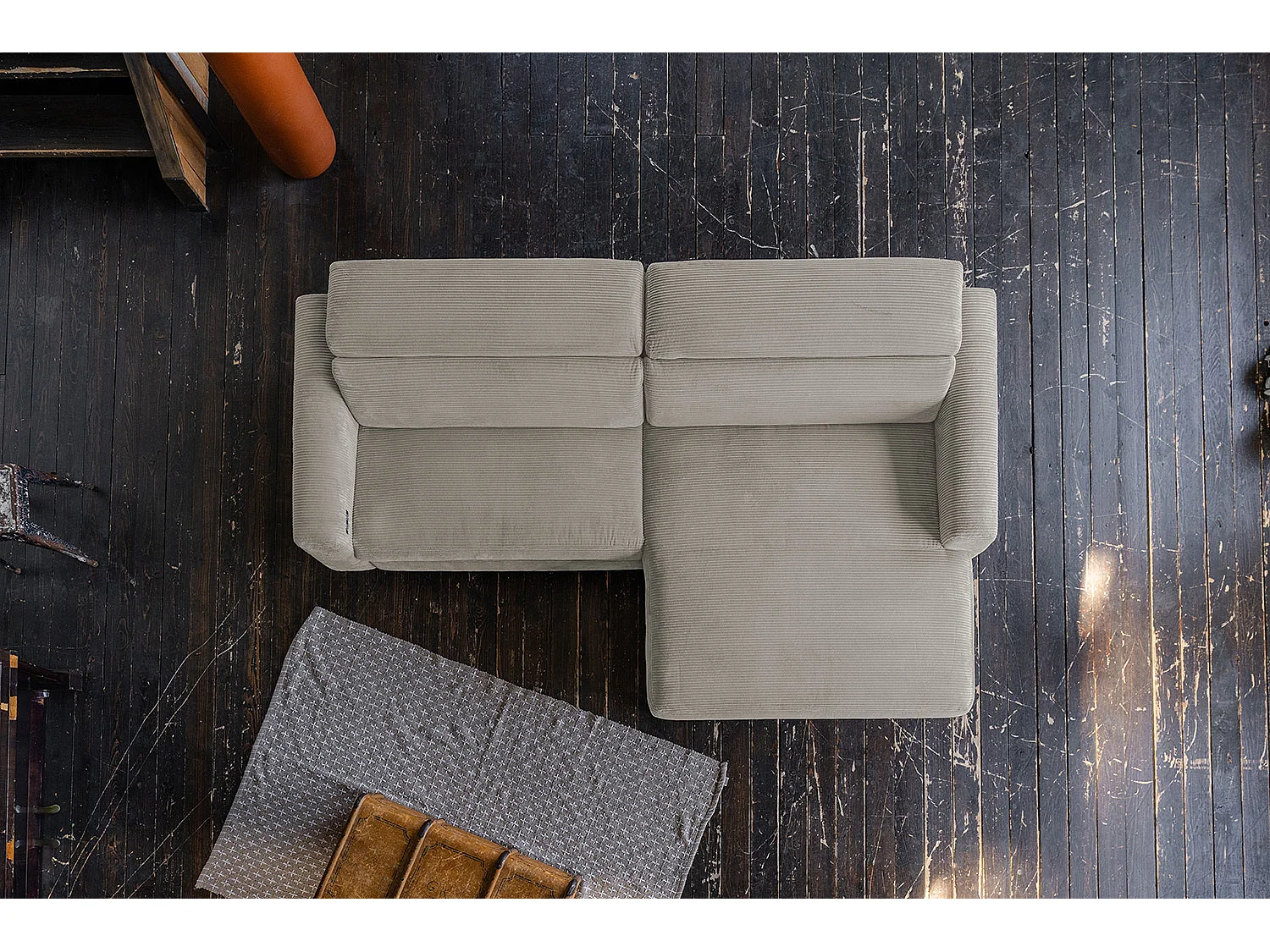 Sofá esquinero - gris piedra Pana - LAISKA