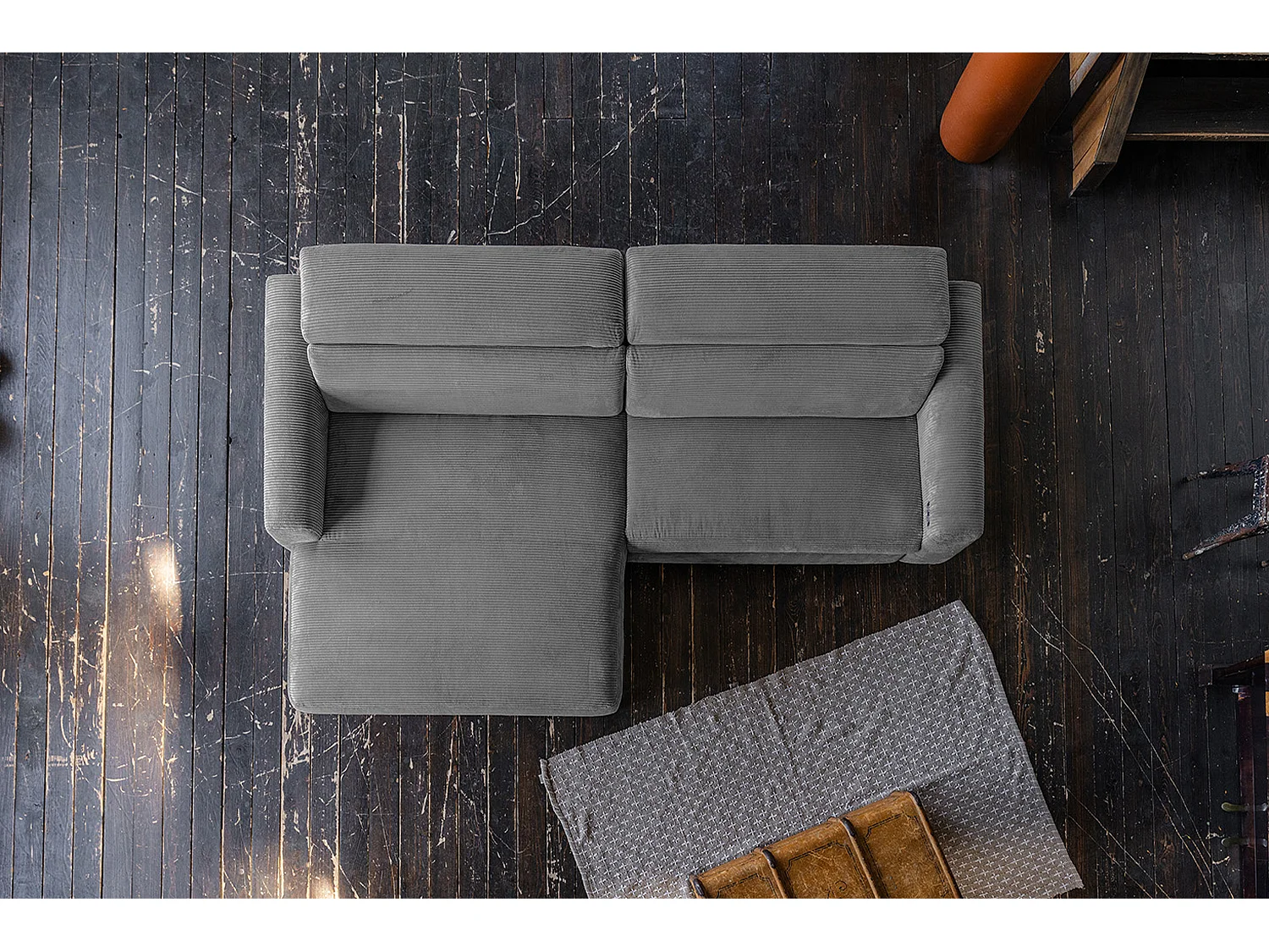 Ecksofa - Grau Cord - LAISKA