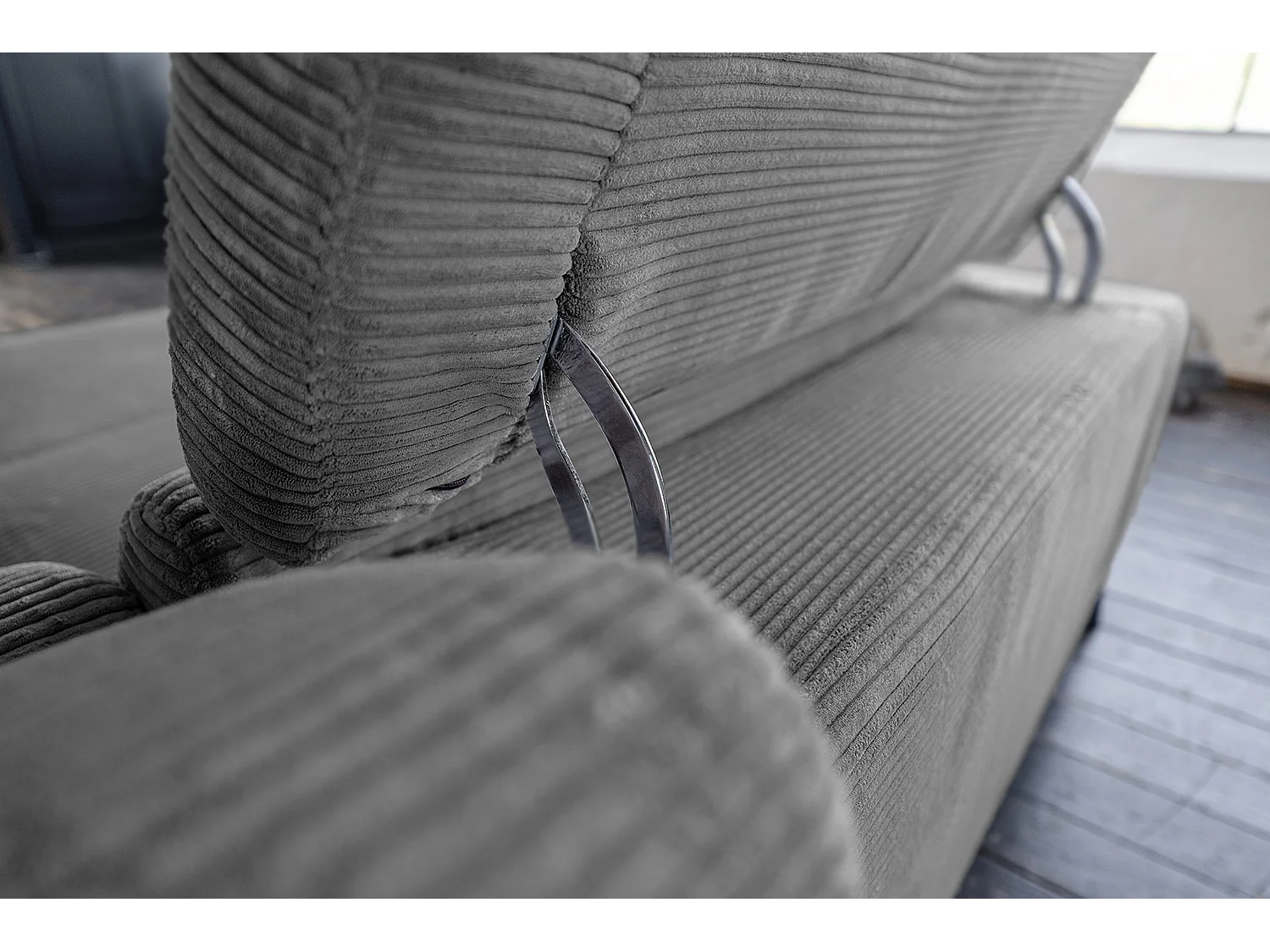 Canapé d'angle - Gris Velours côtelé - LAISKA