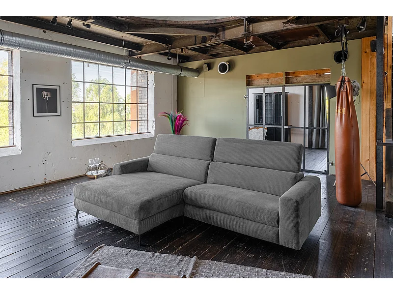 Ecksofa - Grau Cord - LAISKA