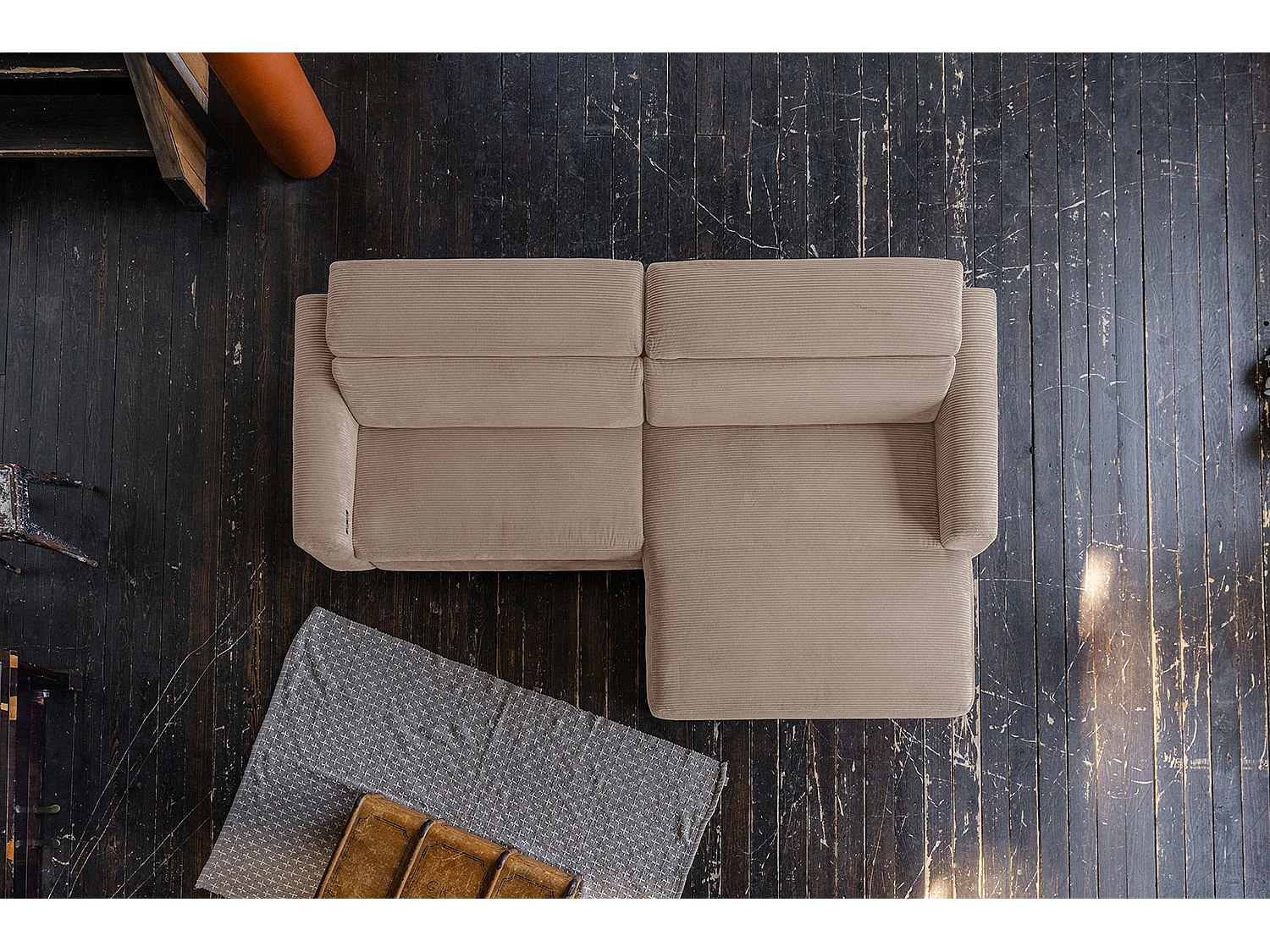 Sofá esquinero - topo Pana - LAISKA