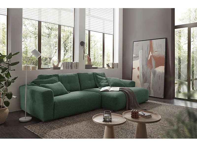 Ecksofa - Smaragdgrün Cord - MIKA
