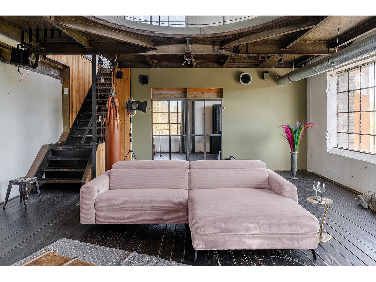 Ecksofa - Pink Cord - LAISKA