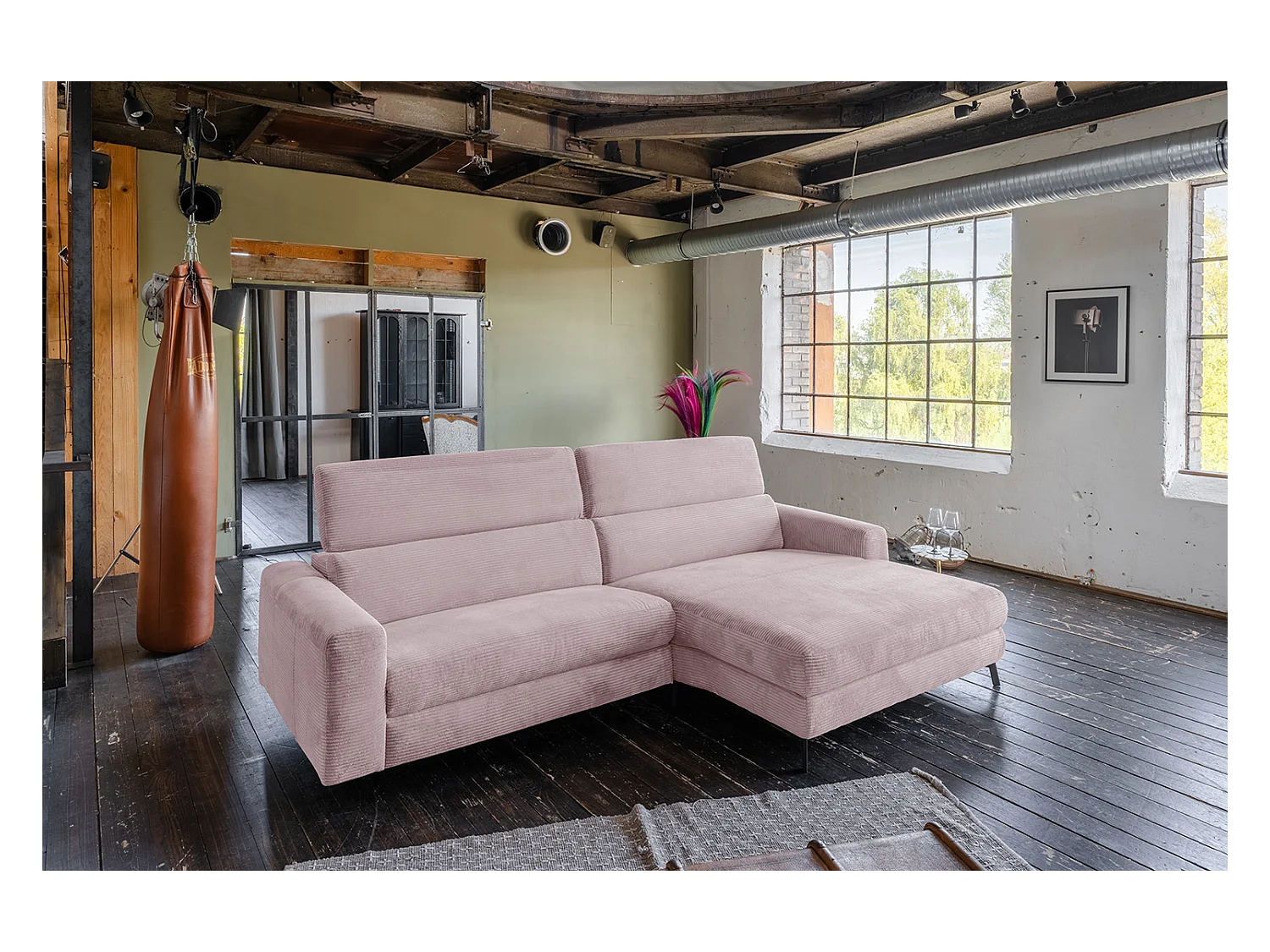Ecksofa - Pink Cord - LAISKA