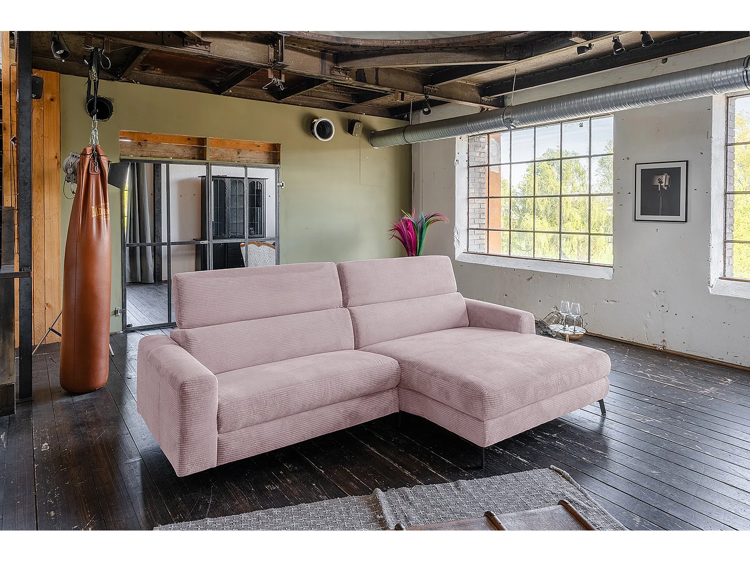 Ecksofa - Pink Cord - LAISKA