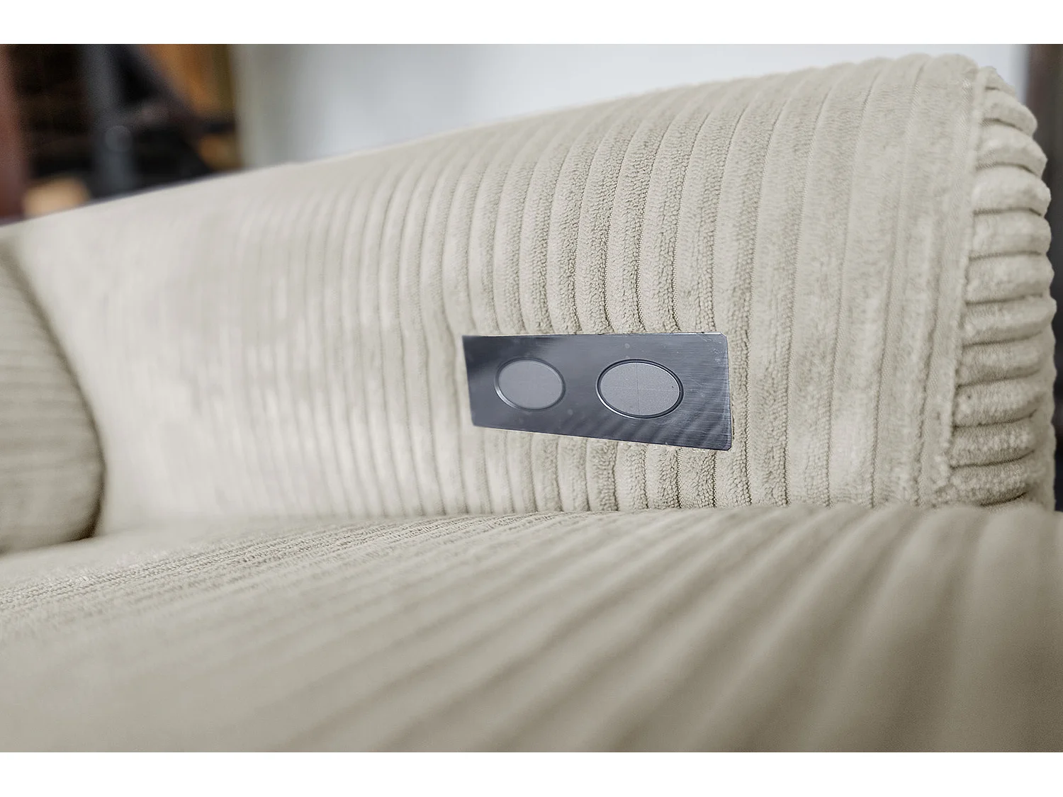 Ecksofa - Cremeweiß Cord - LAISKA