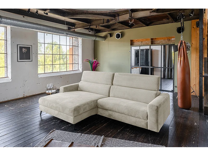 Ecksofa - Cremeweiß Cord - LAISKA