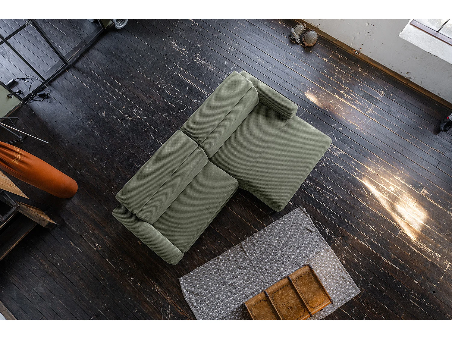 Ecksofa - Grün Cord - LAISKA