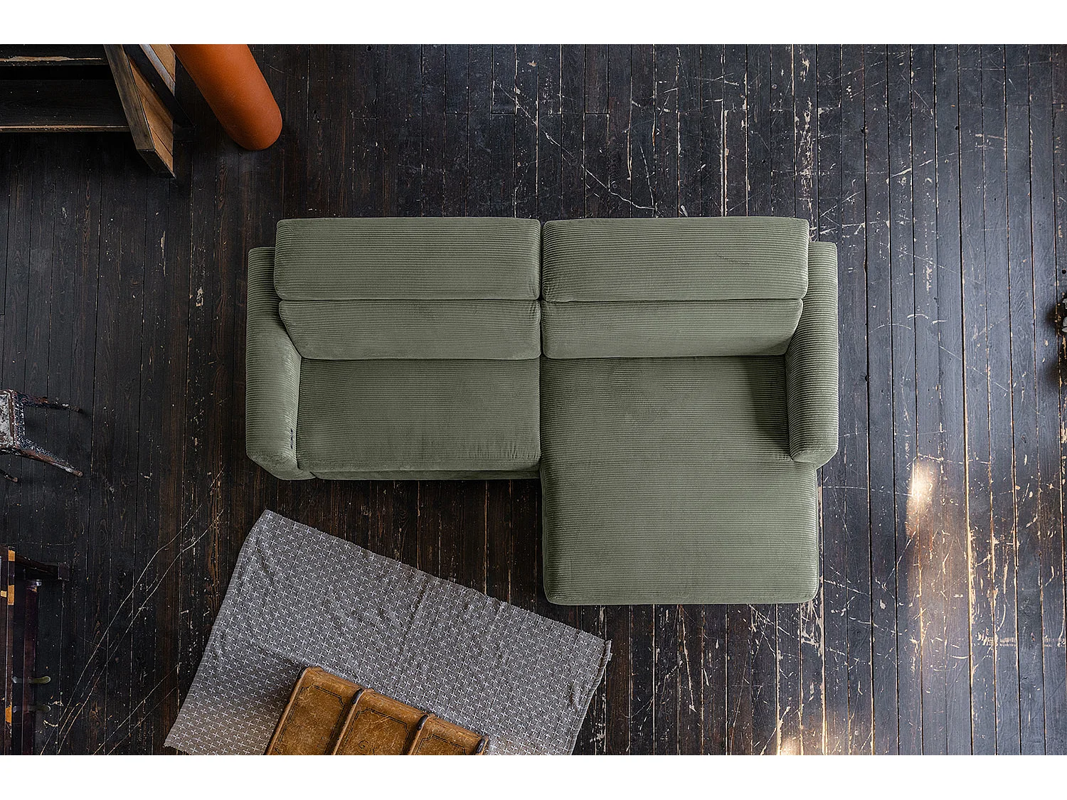 Ecksofa - Grün Cord - LAISKA