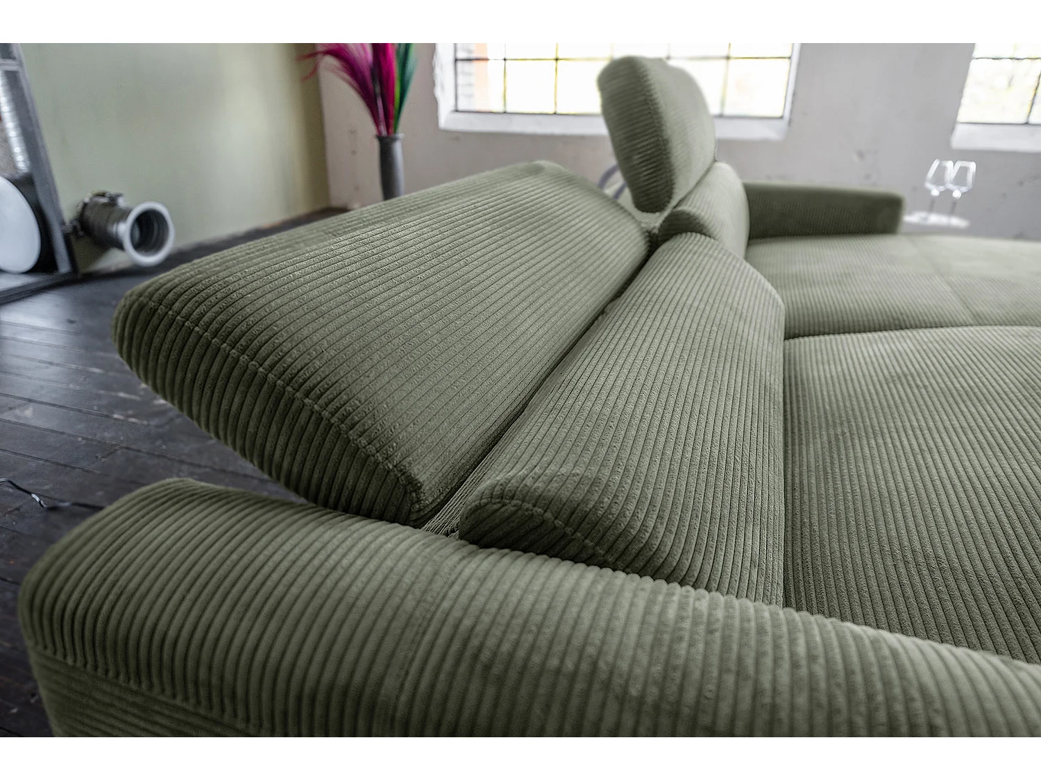 Ecksofa - Grün Cord - LAISKA