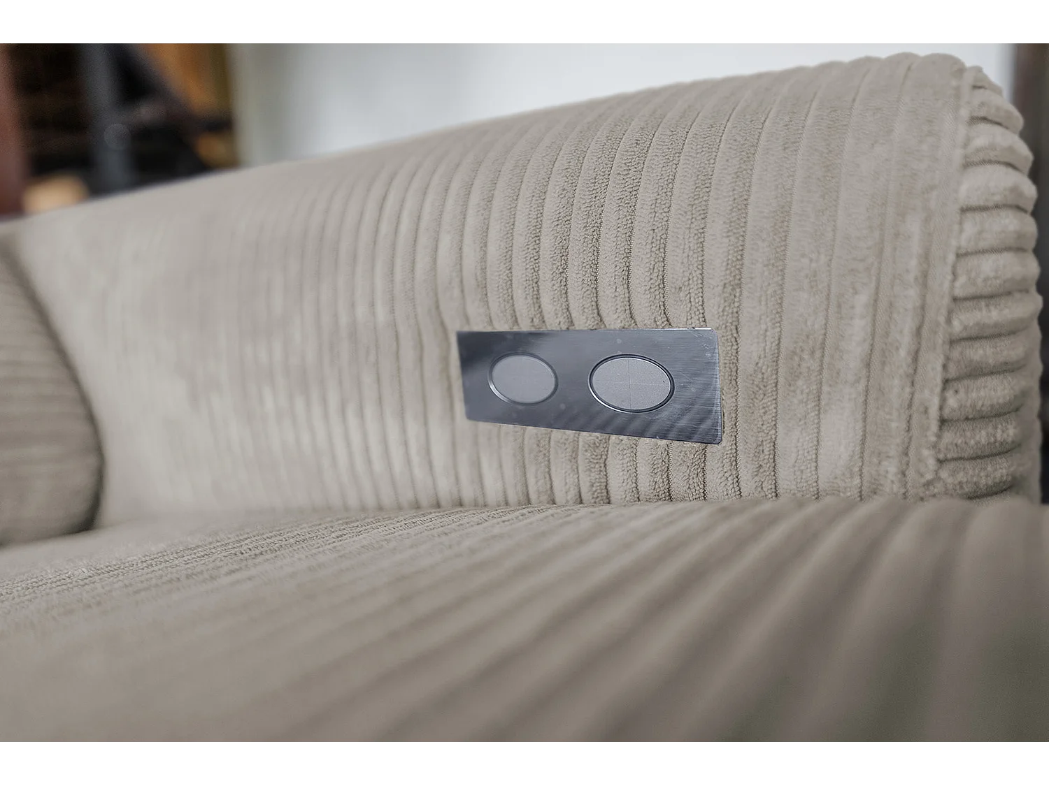 Divano angolare - grigio pietra Velluto a coste - LAISKA