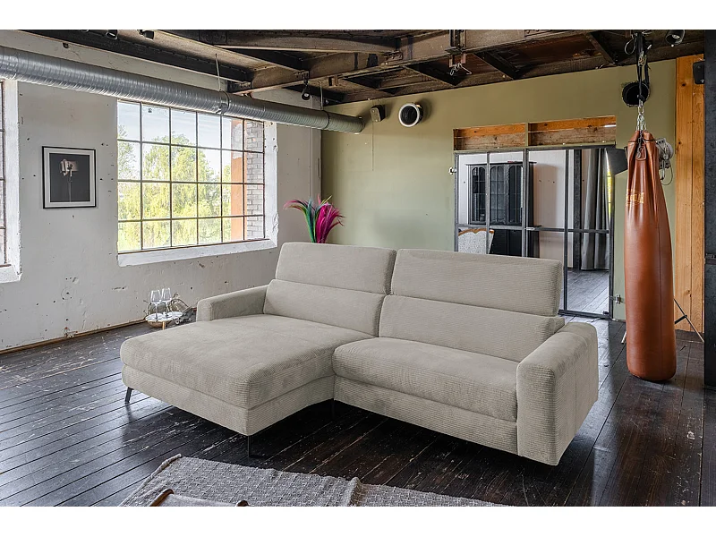 Ecksofa - Steingrau Cord - LAISKA