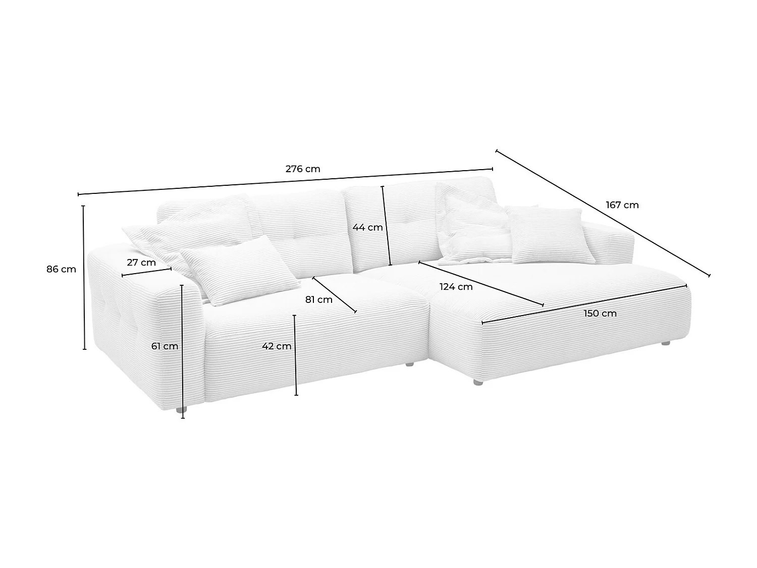 Ecksofa - Taupe Cord - MIKA