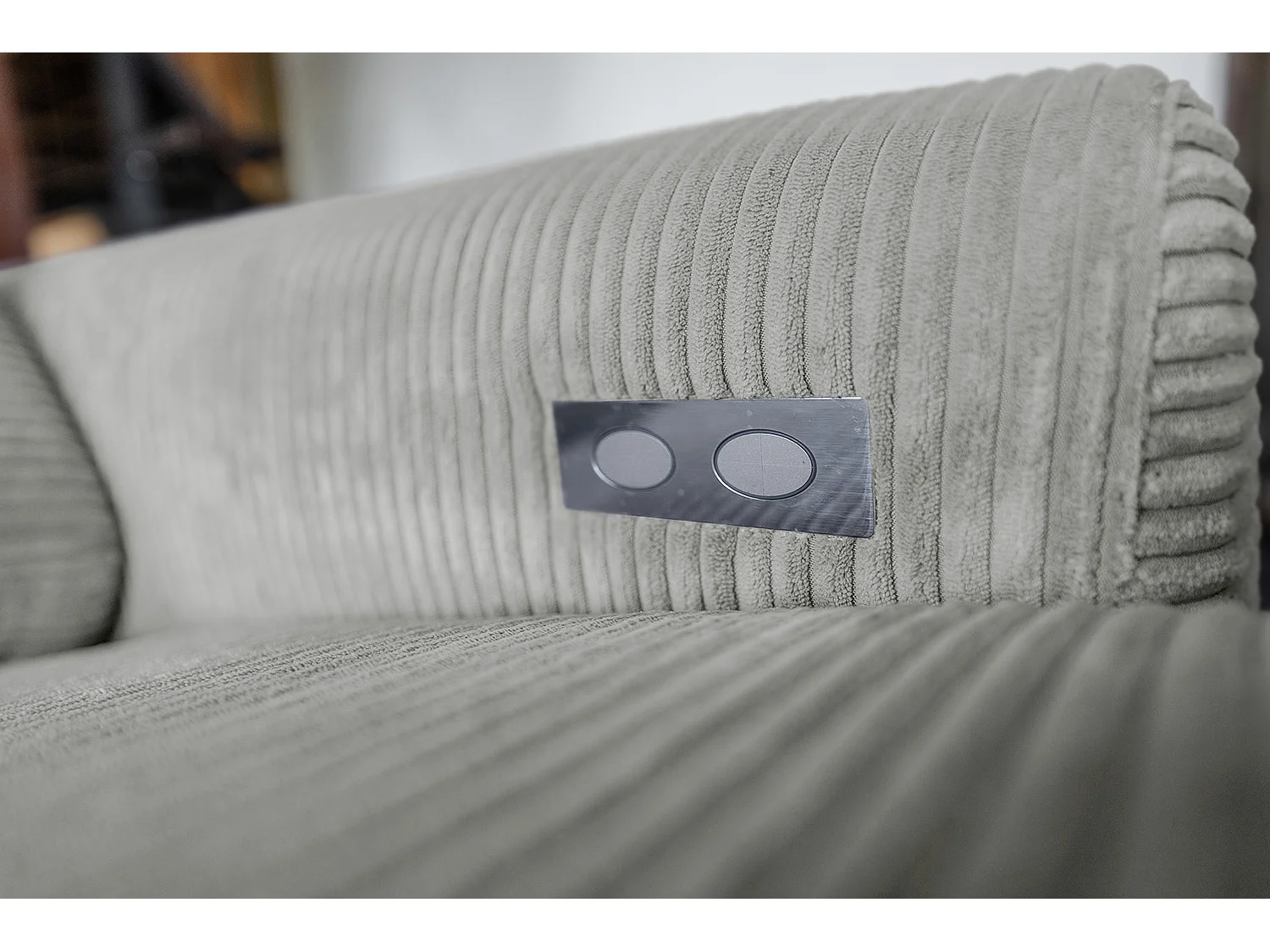 Canapé d'angle - gris clair Velours côtelé - LAISKA