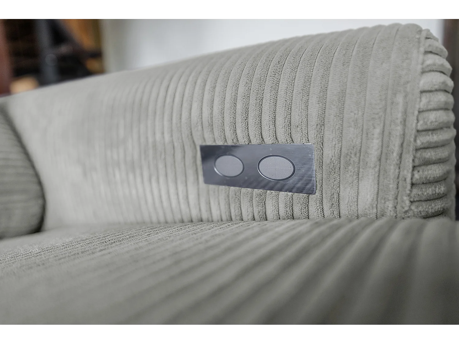 Canapé d'angle - gris clair Velours côtelé - LAISKA