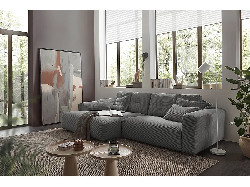 Ecksofa - Grau Cord - MIKA