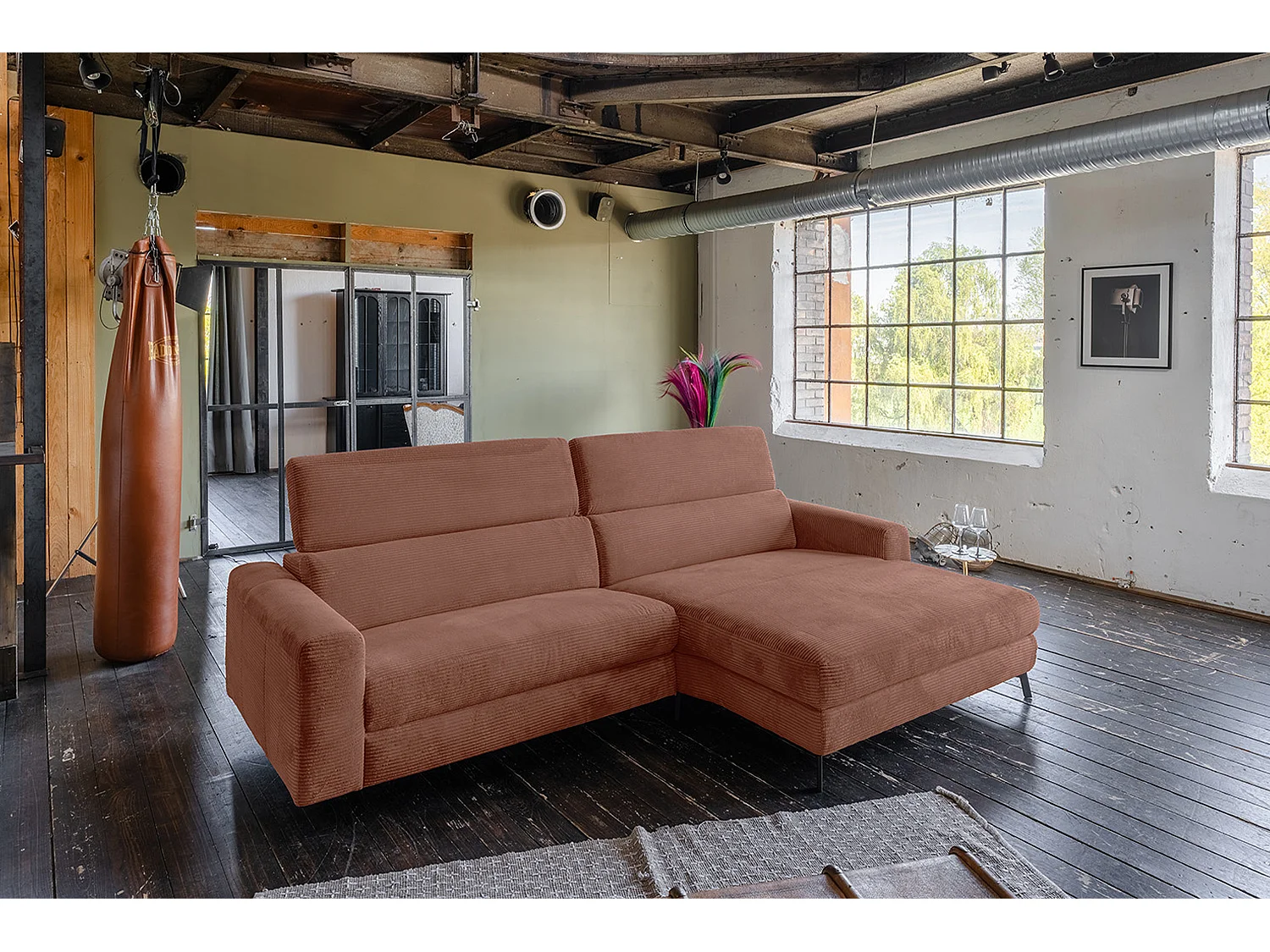 Ecksofa - Braun Cord - LAISKA