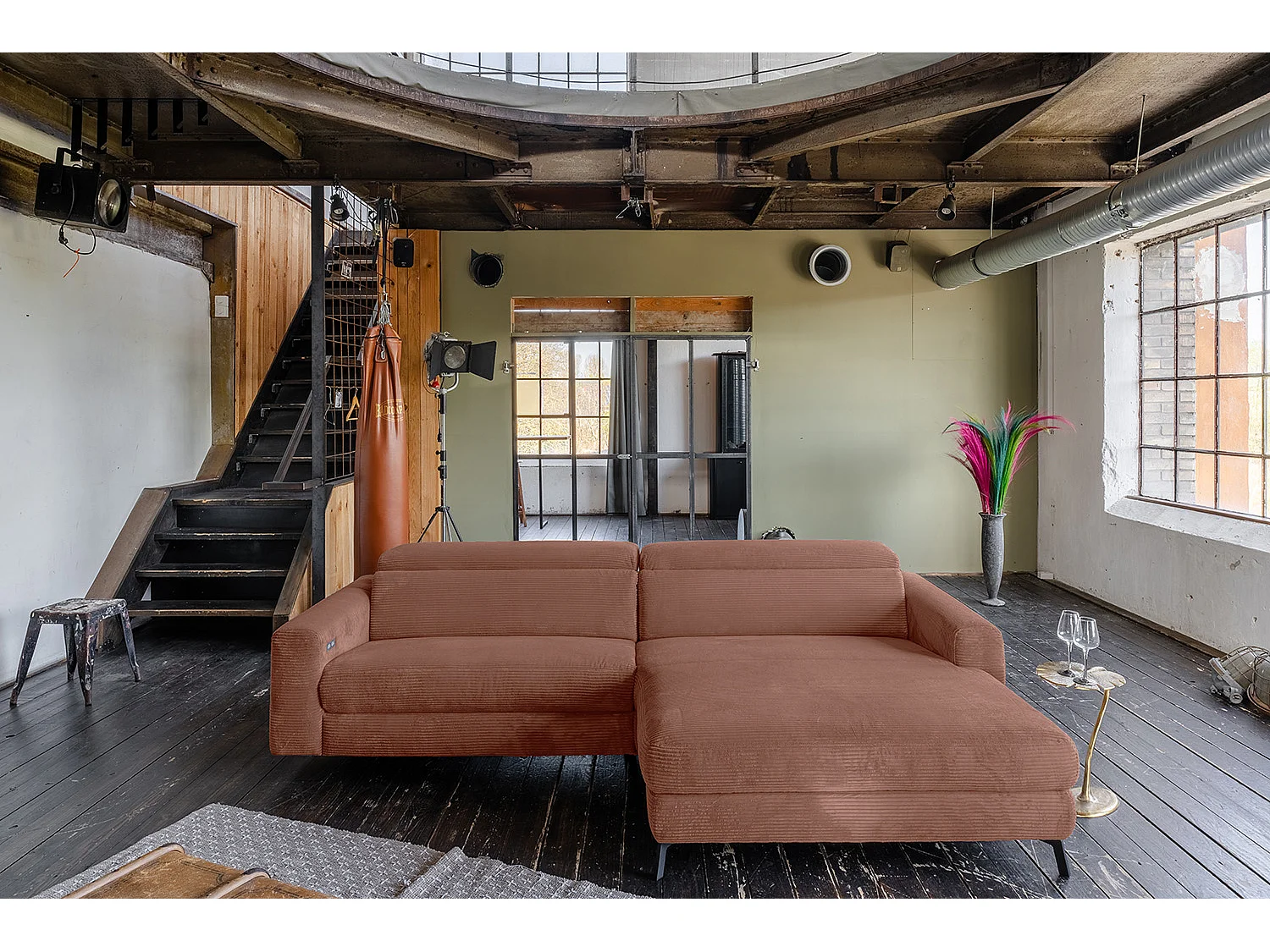 Ecksofa - Braun Cord - LAISKA