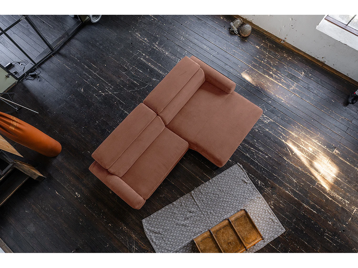 Ecksofa - Braun Cord - LAISKA