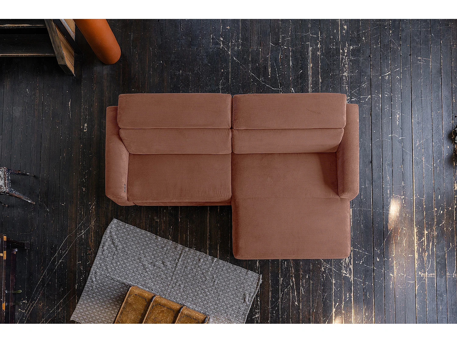 Ecksofa - Braun Cord - LAISKA