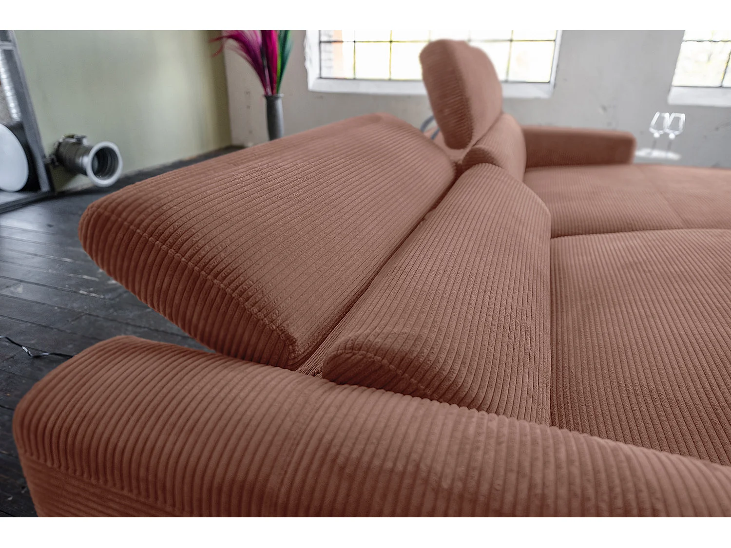 Ecksofa - Braun Cord - LAISKA